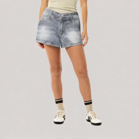 Double-breasted denim shorts