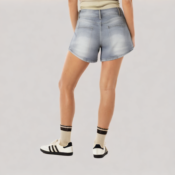 Double-breasted denim shorts