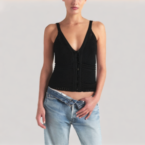 V-neck thin knitted camisole top