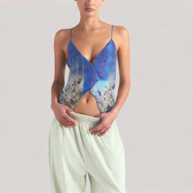 asymmetric printed tank top