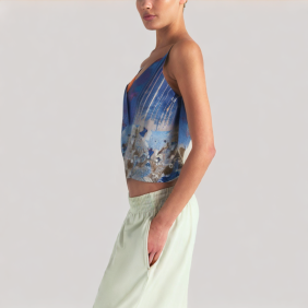 asymmetric printed tank top