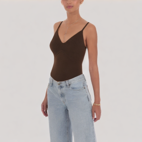 V-neck open-back knitted top