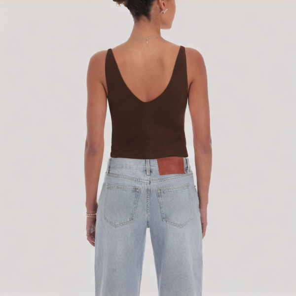 V-neck open-back knitted top