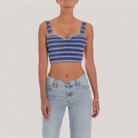 Cropped Blue Striped Tank Top