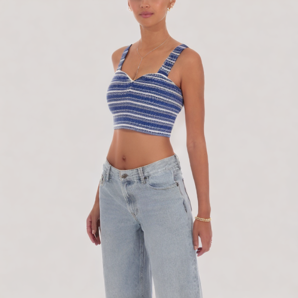 Cropped Blue Striped Tank Top